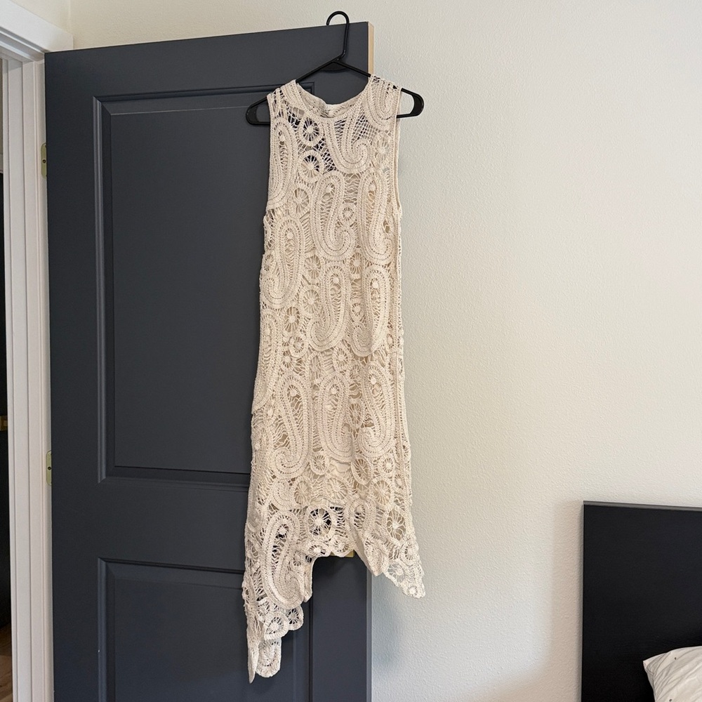 Zara Cream Asymmetric Sleeveless Dress